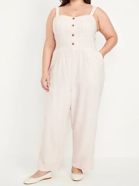 2X • Old Navy • Button-Front Linen-Blend Cami Jumpsuit